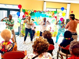 Skybridgeattowncenter Associates And Residents Learn A Traditional War Dance 0924